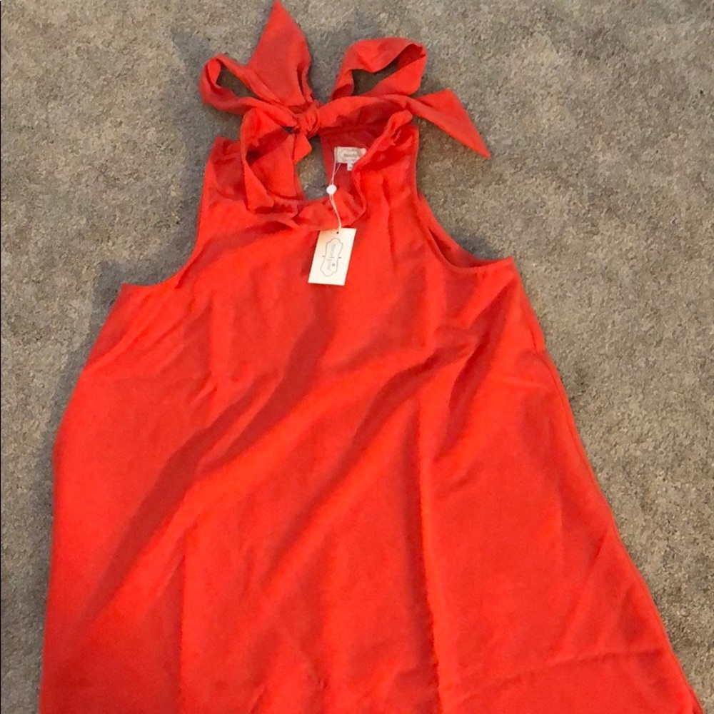 Adorable bow detail mango colored dress